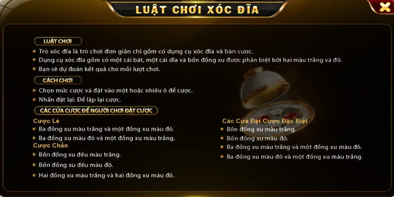 Luật chơi cơ bản trong Xóc Đĩa online Hit Club